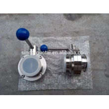 304 316L pull handle sanitary 3" clamped butterfly valve